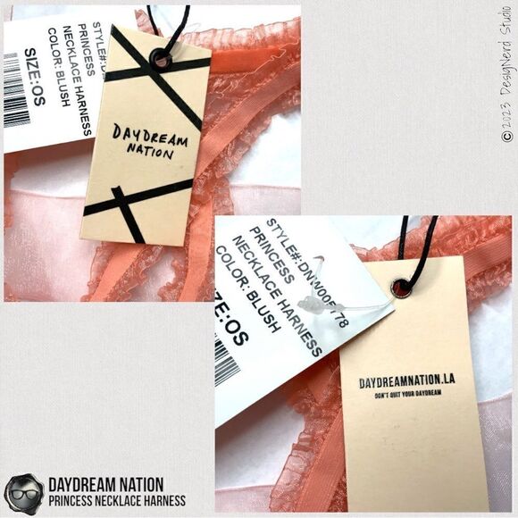 DAYDREAM NATION x DOLLS KILL PRINCESS NECKLACE HARNESS IN BLUSH PINK VELVET NWT - Picture 13 of 15